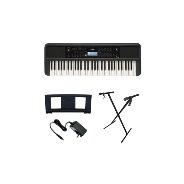 Yamaha, Teclado Arranjador Yamaha PSR-E383 Teclas Sensitivas Com Fonte, Suporte e Pedal