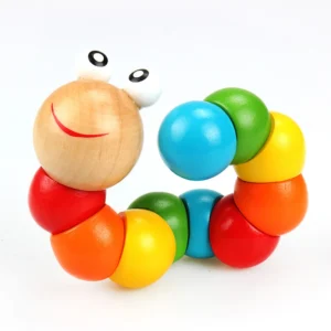 Minhoca articulada de madeira de brinquedo Montessori para bebês e crianças
